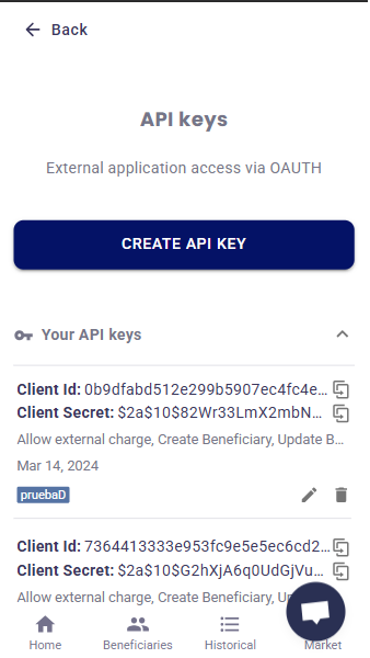 crear una nueva clave de API